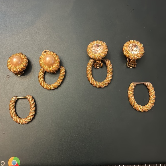 Vintage Premier USA 2 pair clip earrings adjustable stud/dangle interchangeable - Picture 1 of 11